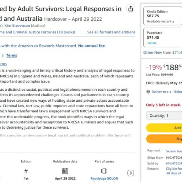 Child Sexual Abuse Reported by Adult Survivors Legal ROUTLEDGE HARDCOVER book - Picture 2 of 2